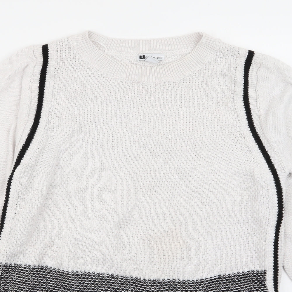 Close-up detail of Rockmans women’s multicoloured jumper, size M