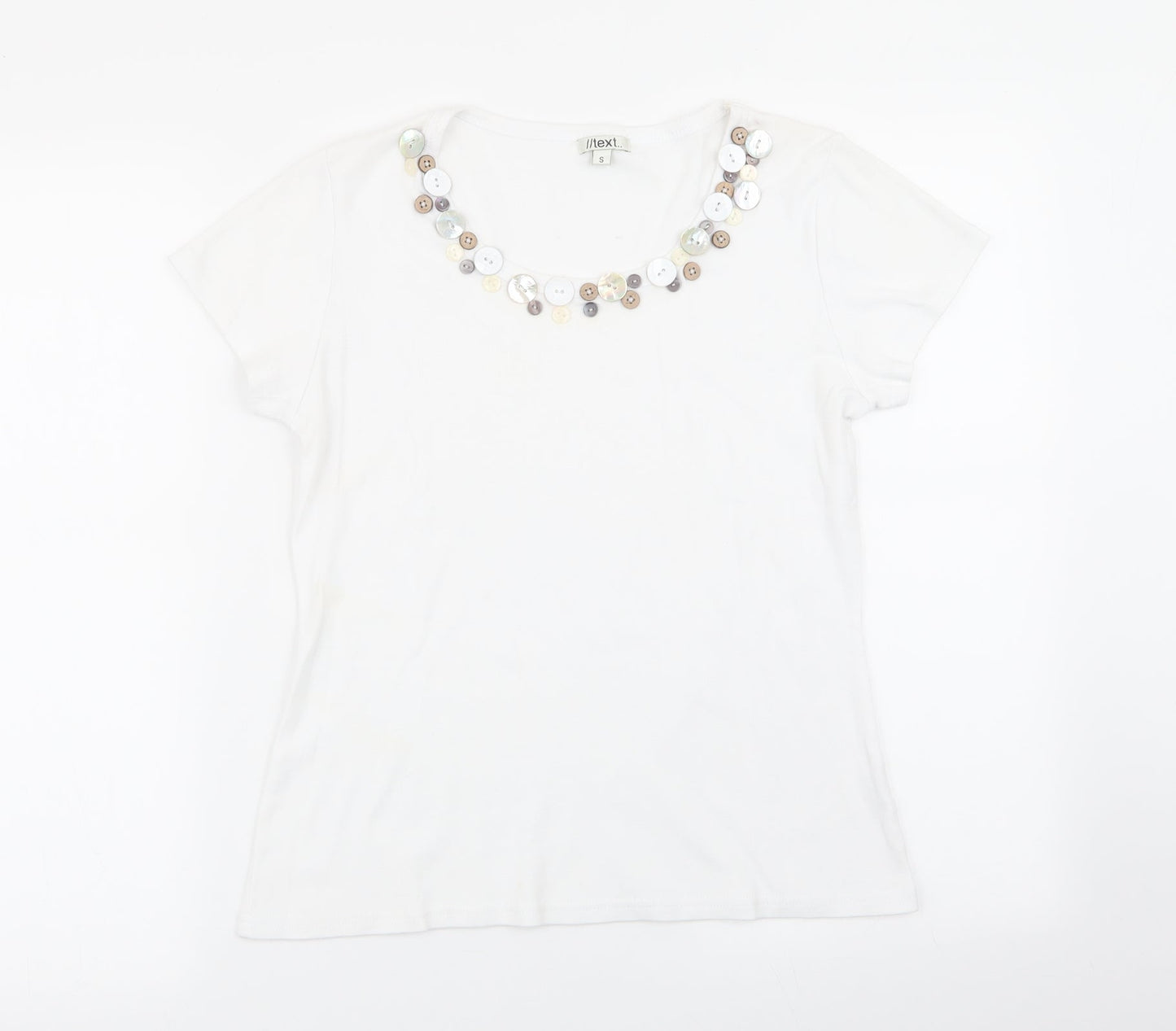 Womens UK Size S text White Basic T-Shirt