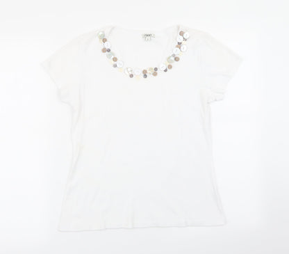 Womens UK Size S text White Basic T-Shirt