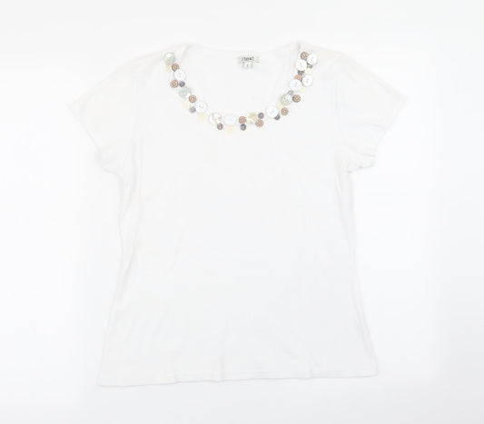 Womens UK Size S text White Basic T-Shirt