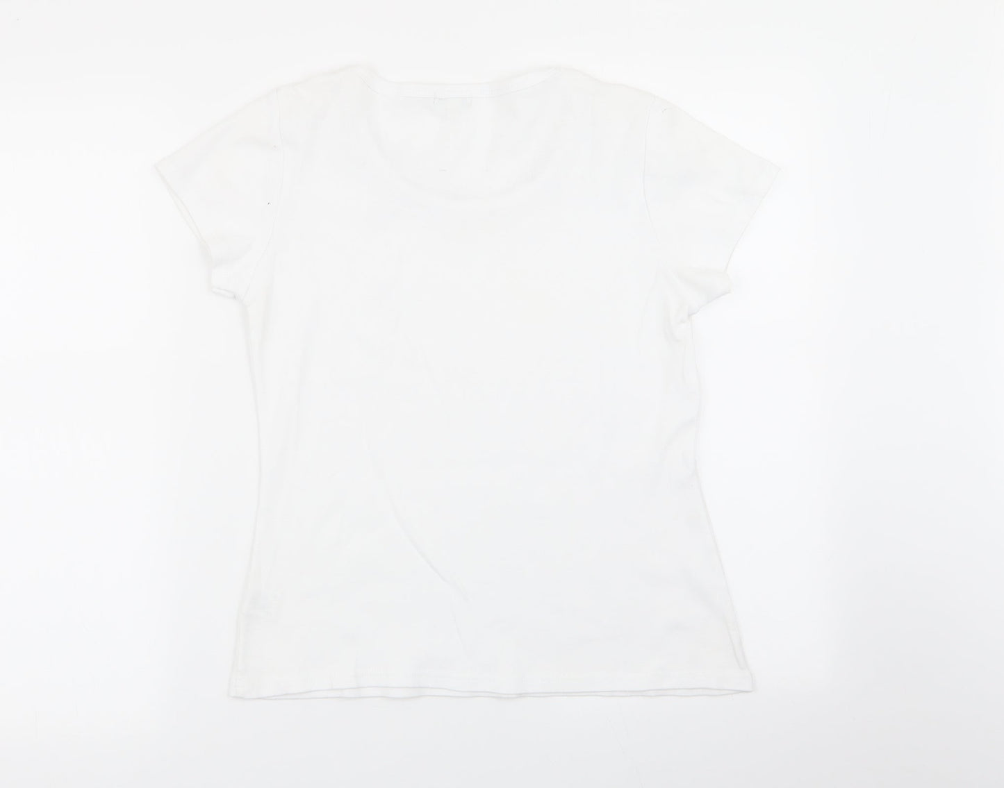 Womens UK Size S text White Basic T-Shirt