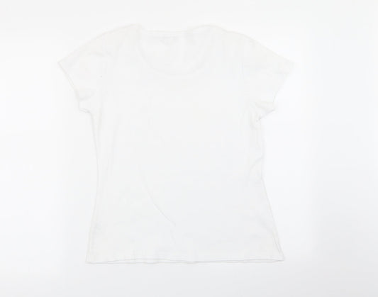 Womens UK Size S text White Basic T-Shirt