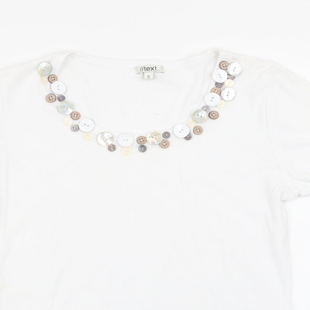 Womens UK Size S text White Basic T-Shirt