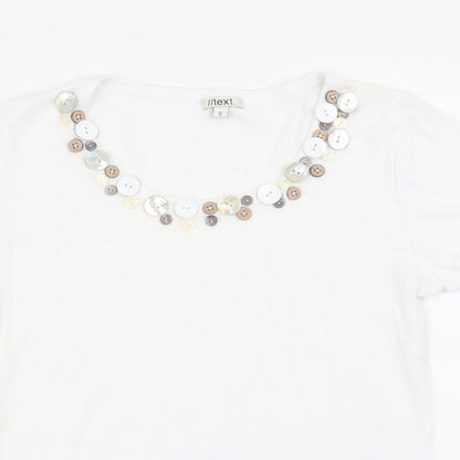 Womens UK Size S text White Basic T-Shirt