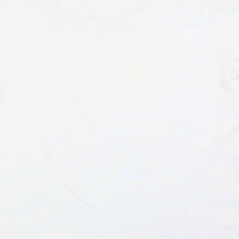 Womens UK Size S text White Basic T-Shirt
