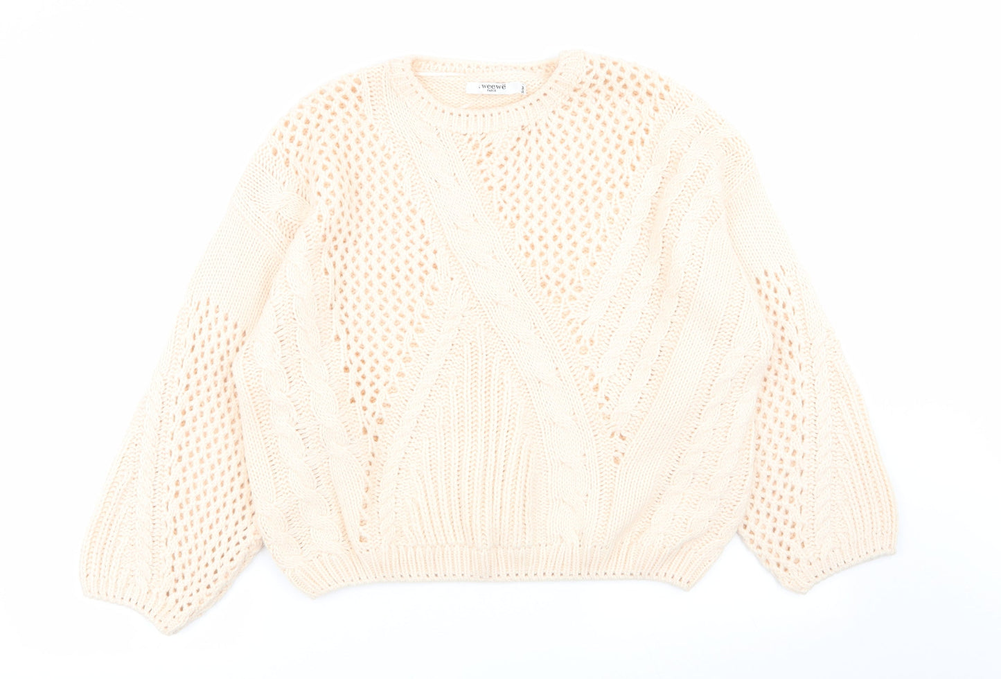 Womens UK Size S sweewe Beige Pullover Jumper