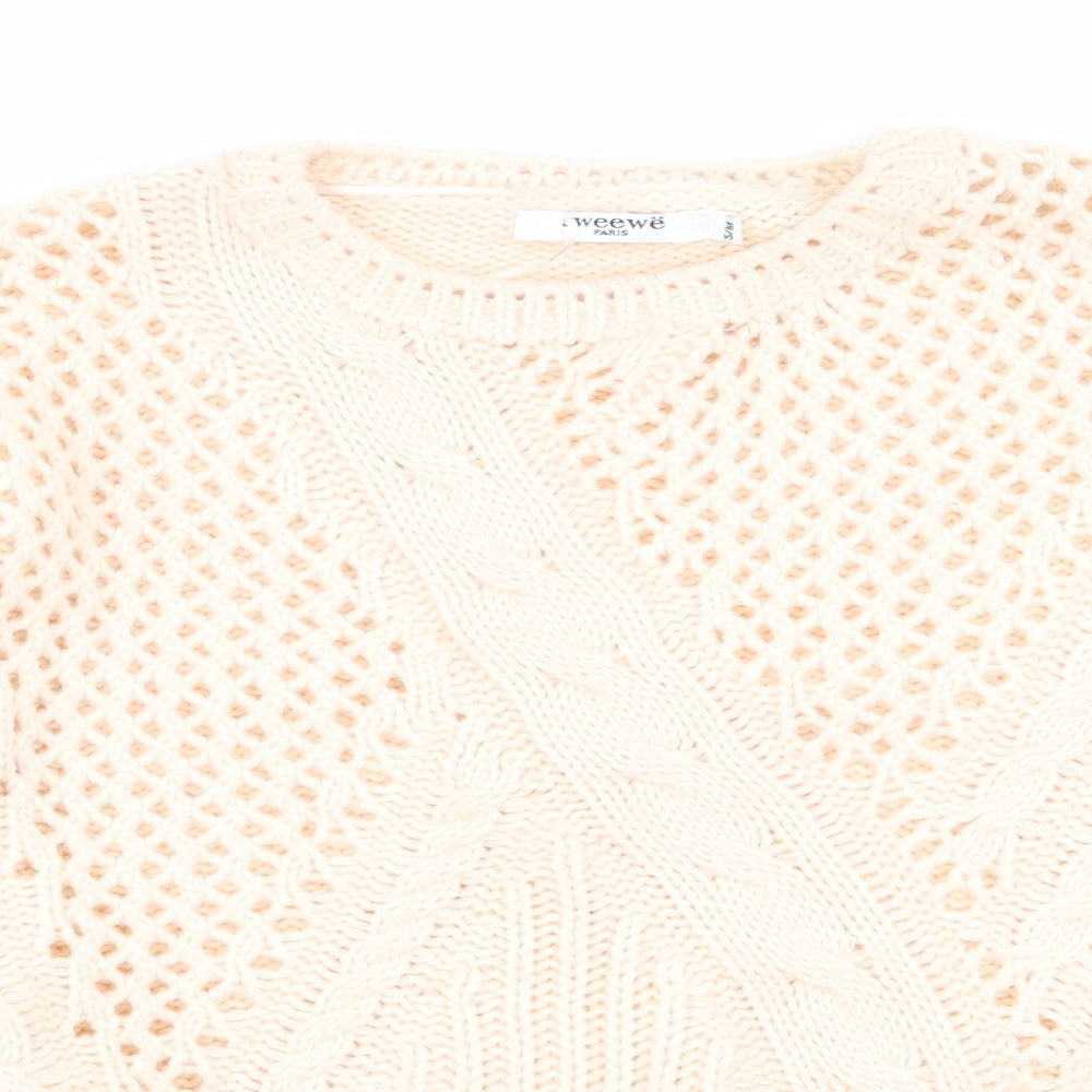 Womens UK Size S sweewe Beige Pullover Jumper