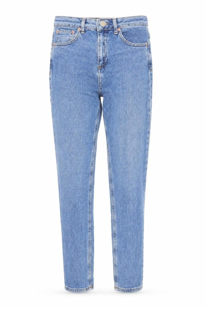 Front view of ASOS women’s blue skinny jeans, size UK 24, in, 32-inch leg
