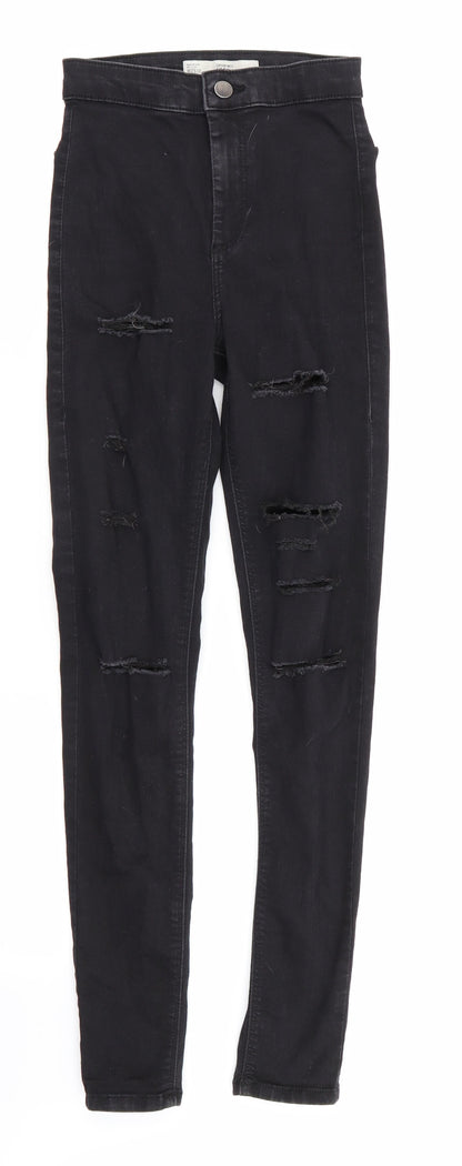 Topshop Womens Black   Skinny Jeans Size 25 in L32 in - RIPPED JEANS