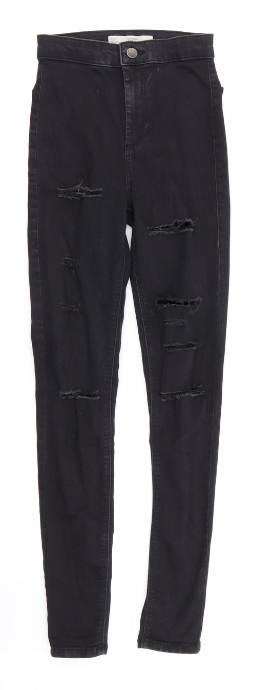 Topshop Womens Black   Skinny Jeans Size 25 in L32 in - RIPPED JEANS