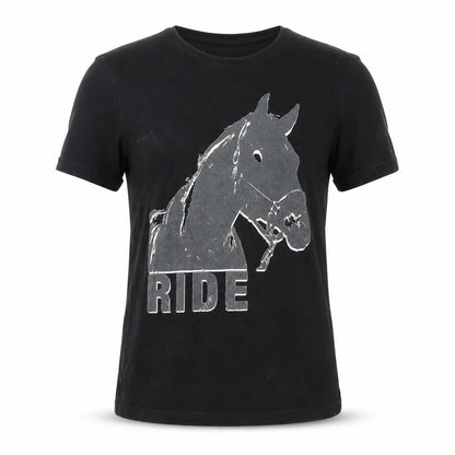Front view of Stedman boys’ black geometric basic t-shirt, size M