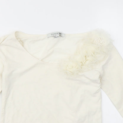 FOREVER 21 Womens Ivory   Basic T-Shirt Size S