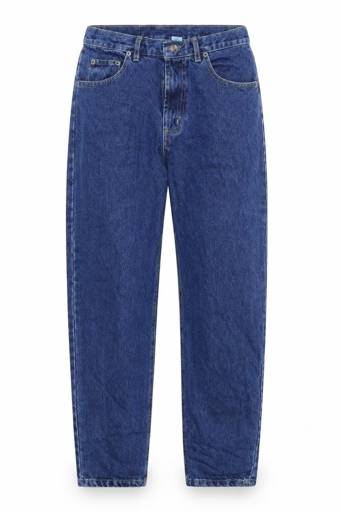 Front view of Sandy RIVER women’s blue straight jeans, size UK 8, 30-inch leg