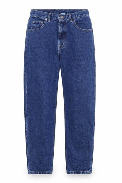Front view of Sandy RIVER women’s blue straight jeans, size UK 8, 30-inch leg