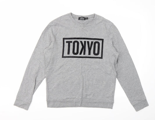 Topman Mens Grey Geometric  Pullover Sweatshirt Size M