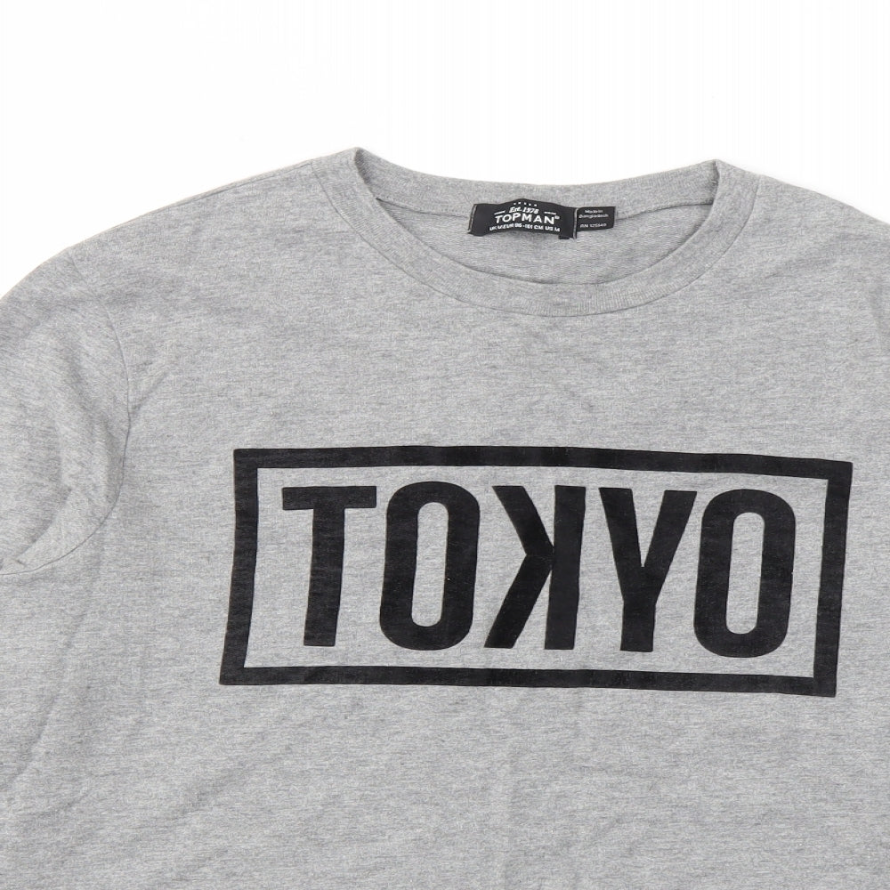 Topman Mens Grey Geometric  Pullover Sweatshirt Size M