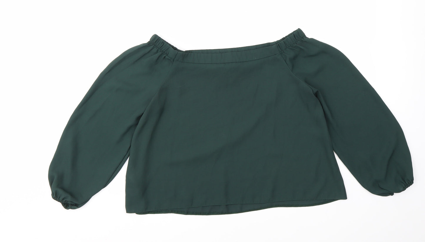 Womens UK Size 10 New Look Green Basic Blouse