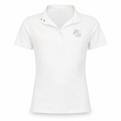 Front view of Elico girls’ white basic polo, size 9-10, years
