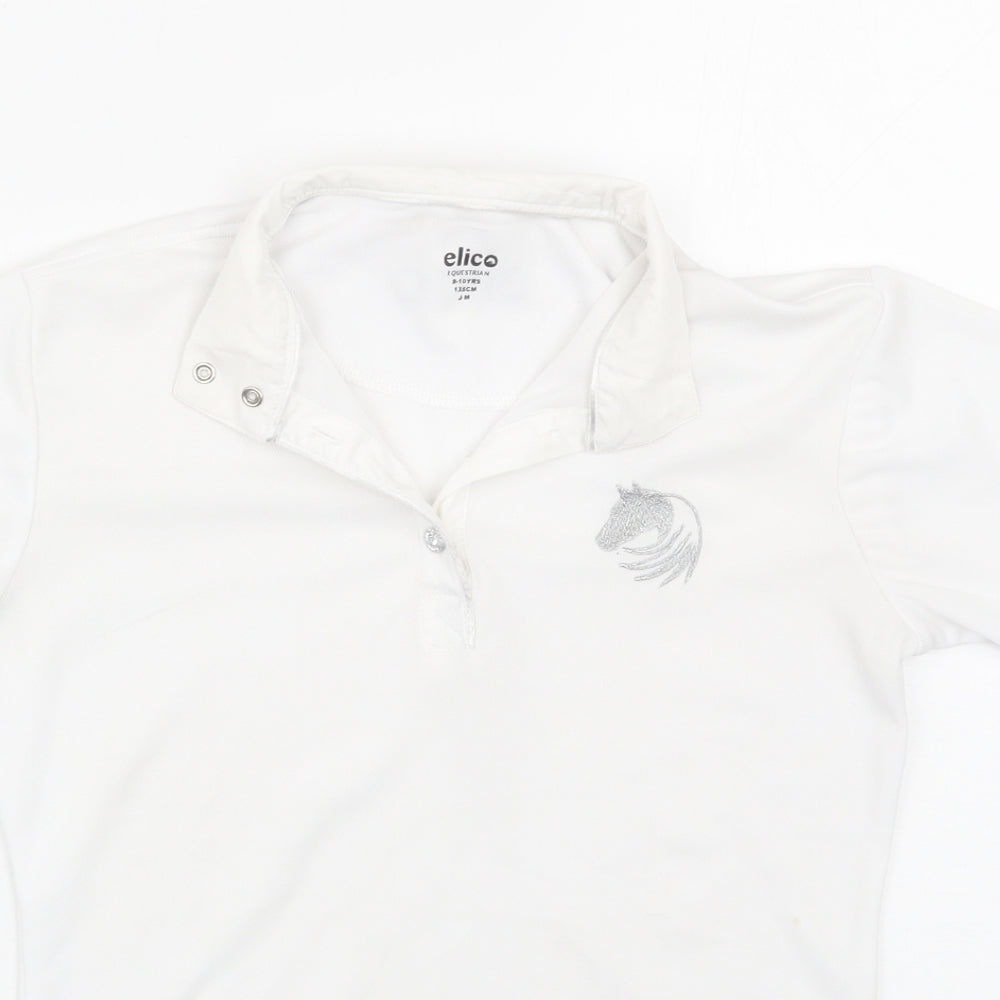 Elico Girls White   Basic Polo Size 9-10 Years