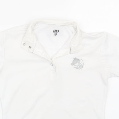 Elico Girls White   Basic Polo Size 9-10 Years