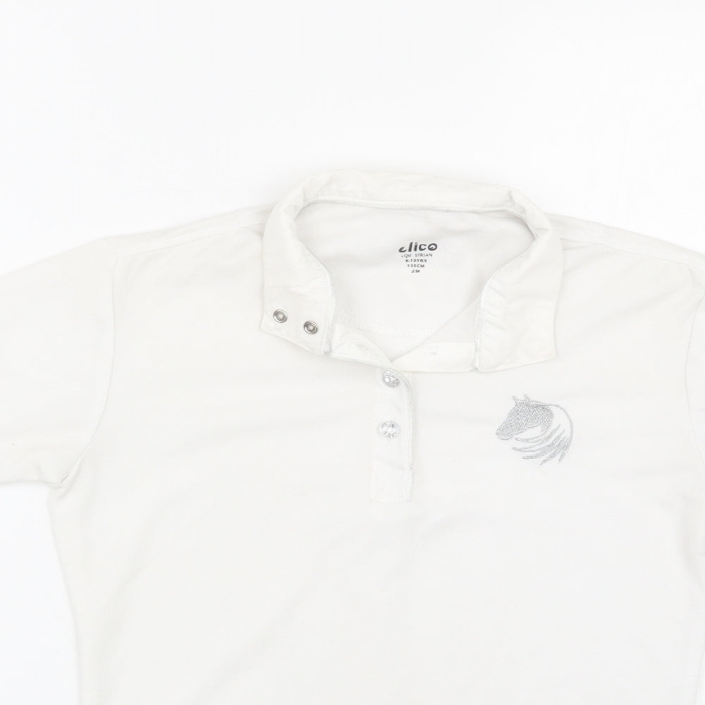 Elico Girls White   Basic Polo Size 9-10 Years