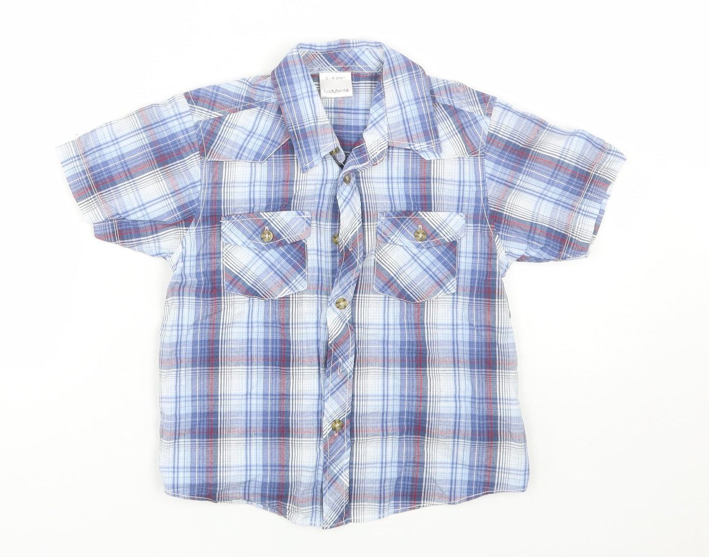 Ladybird Boys Blue Plaid  Basic Button-Up Size 5-6 Years