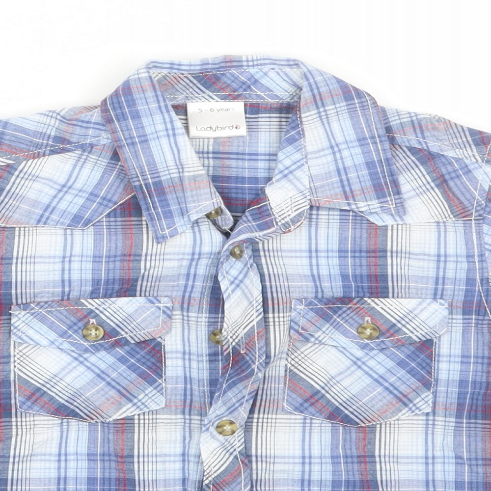 Ladybird Boys Blue Plaid  Basic Button-Up Size 5-6 Years