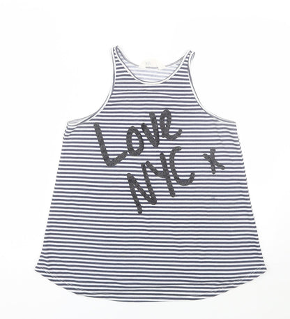 Additional front view of H&M girls’ blue striped basic tank, size 10-11, years