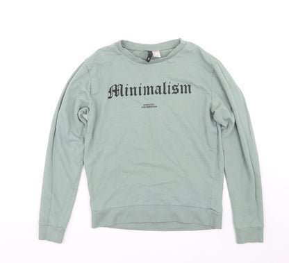 H&M Womens Green   Pullover Sweatshirt Size S