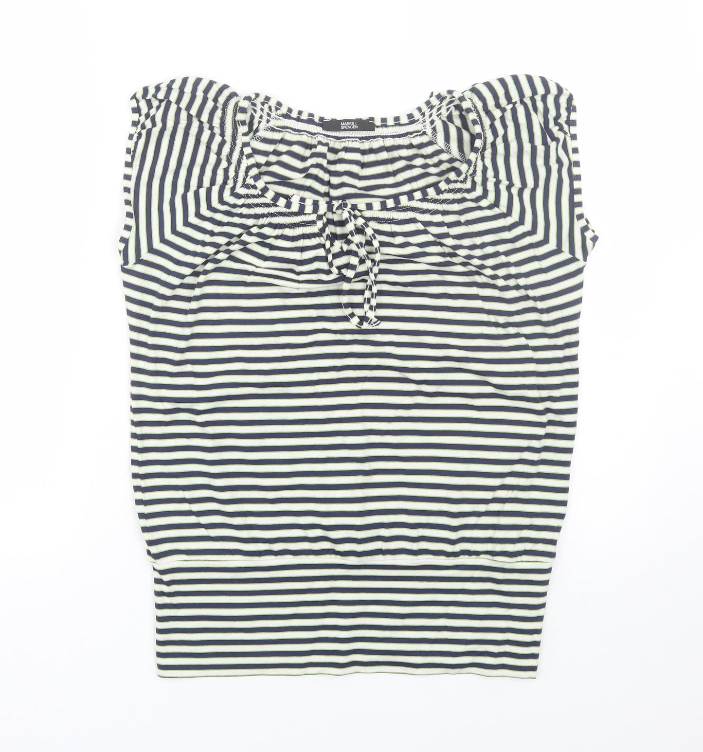 M&S Womens Blue Striped  Basic T-Shirt Size 8
