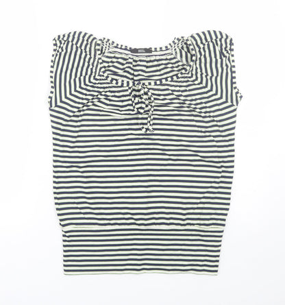 M&S Womens Blue Striped  Basic T-Shirt Size 8