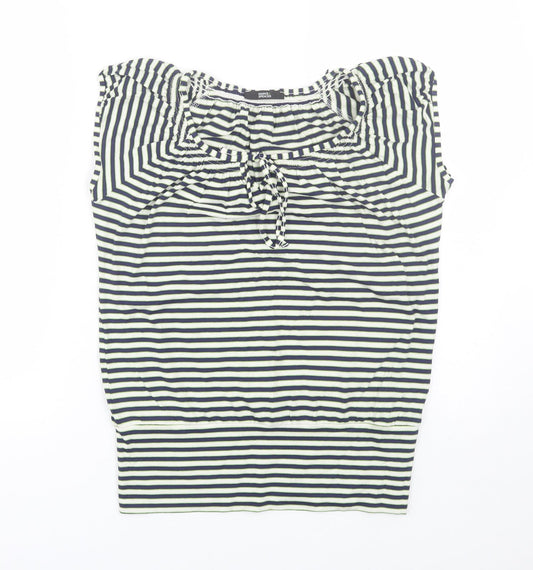 M&S Womens Blue Striped  Basic T-Shirt Size 8