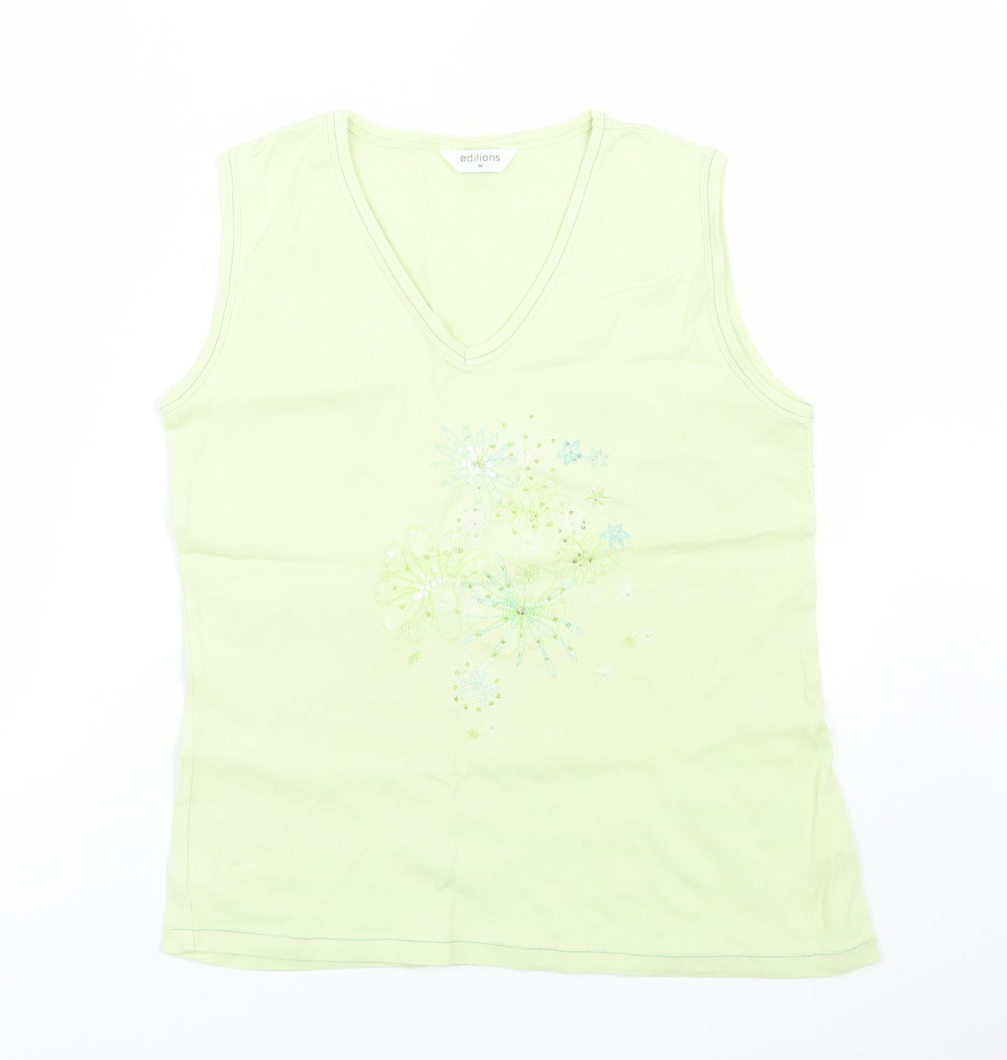 Womens UK Size M Editions Green Basic Tank