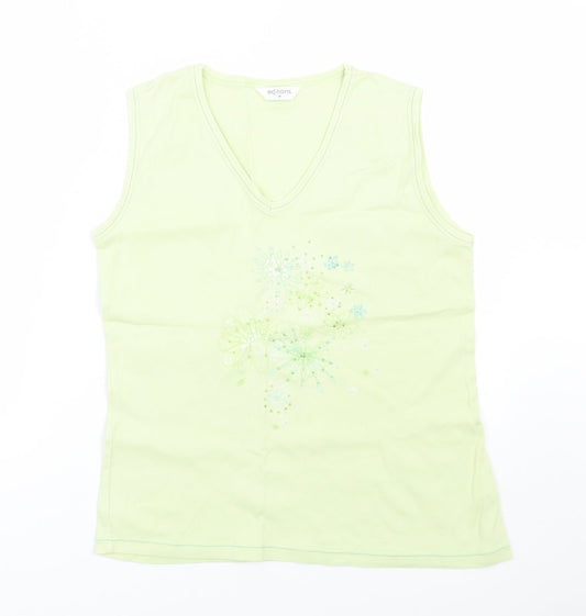 Editions Womens Green Floral  Basic Tank Size M