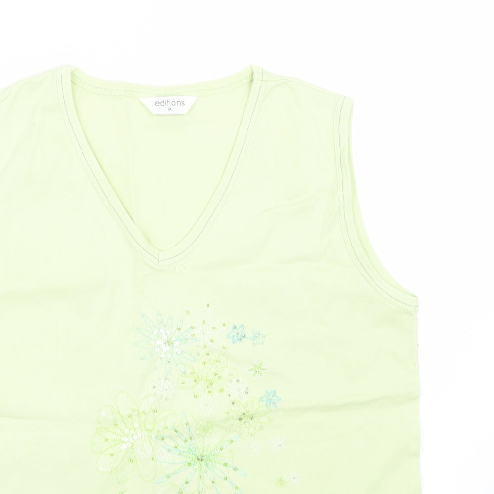 Womens UK Size M Editions Green Basic Tank