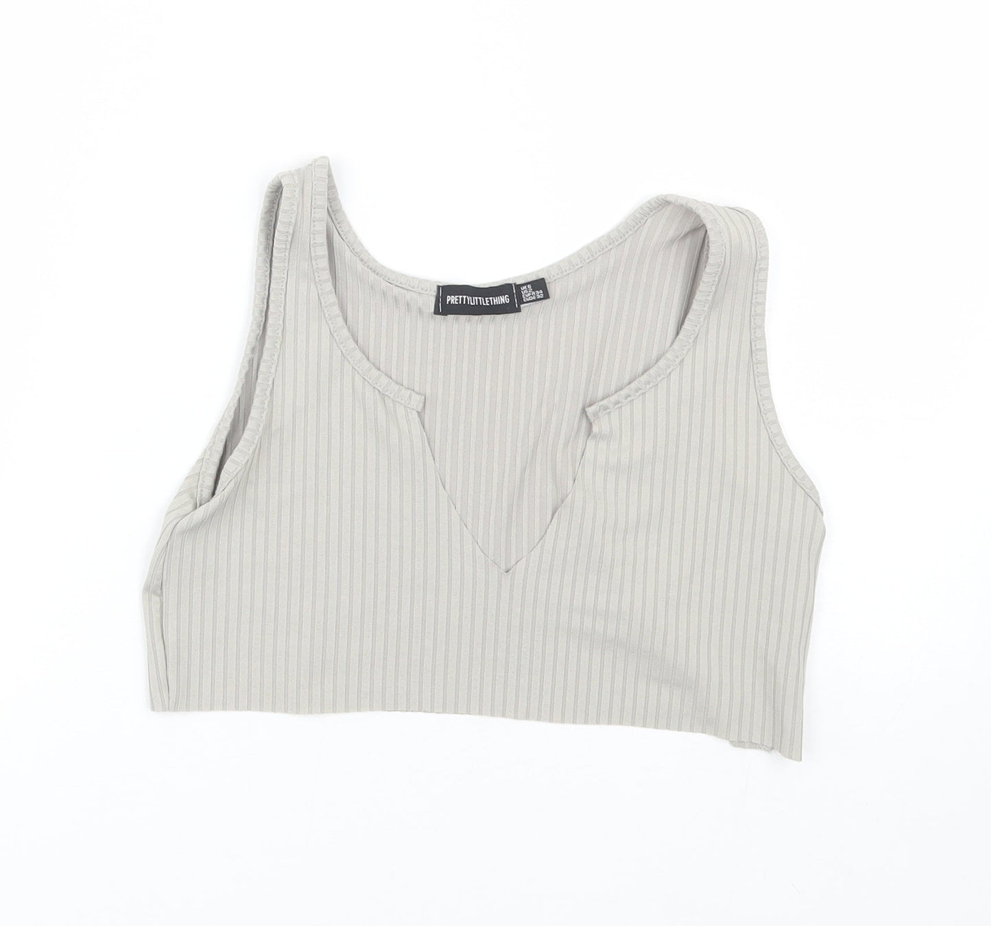 Womens UK Size 6 PRETTYLITTLETHING Grey Cropped Tank