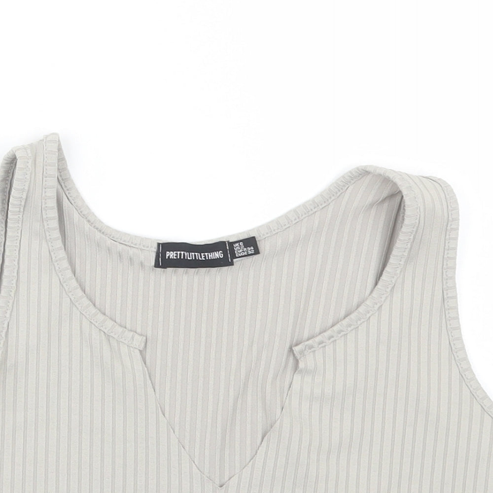 Womens UK Size 6 PRETTYLITTLETHING Grey Cropped Tank