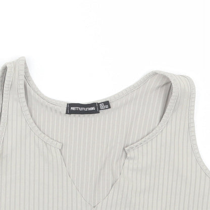 Womens UK Size 6 PRETTYLITTLETHING Grey Cropped Tank