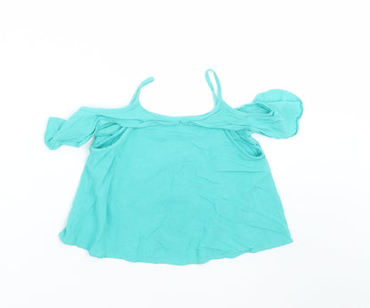 Marks and Spencer Girls Green   Camisole Blouse Size 3-4 Years  - cold shoulder