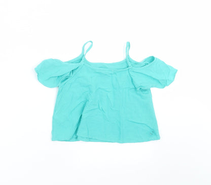 Marks and Spencer Girls Green   Camisole Blouse Size 3-4 Years  - cold shoulder
