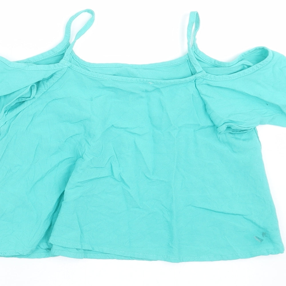 Marks and Spencer Girls Green   Camisole Blouse Size 3-4 Years  - cold shoulder