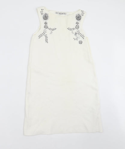 Zara Knit Womens Ivory Floral  Shift  Size S