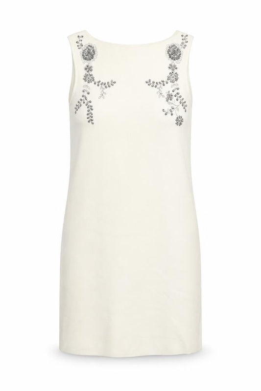 Front view of Zara Knit women’s ivory floral shift, size S