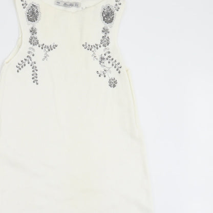 Zara Knit Womens Ivory Floral  Shift  Size S