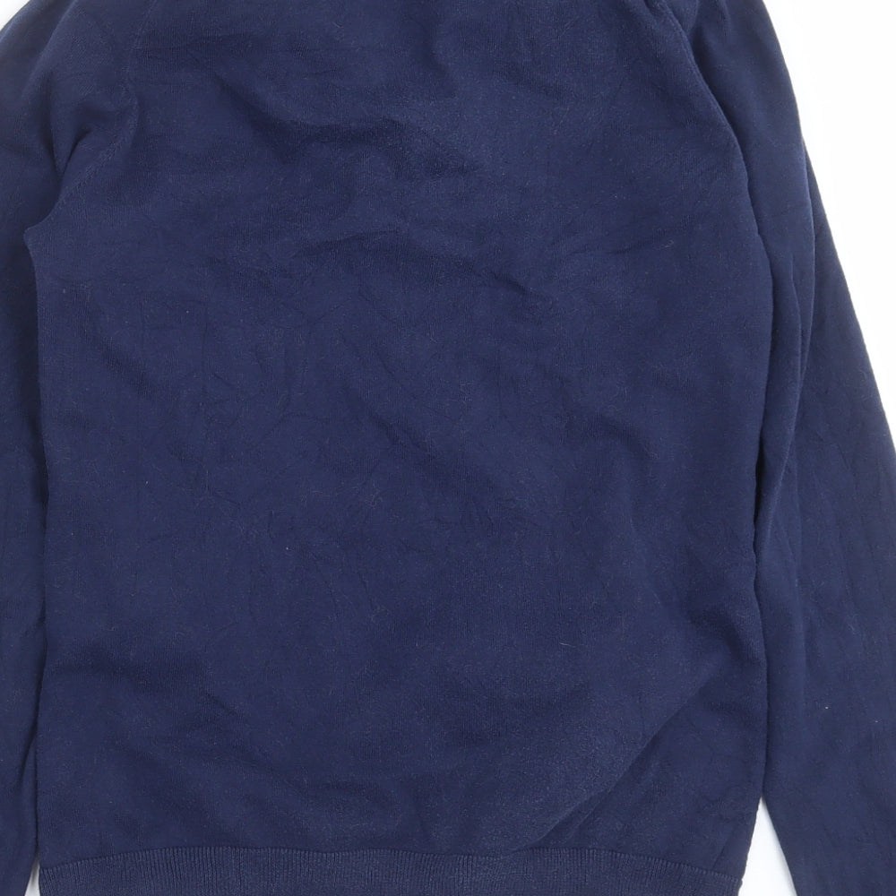 Marks and Spencer Mens Blue Striped Knit Pullover Jumper Size S