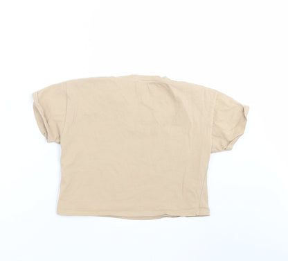 New Look Girls Beige   Cropped T-Shirt Size 9 Years  - hearts