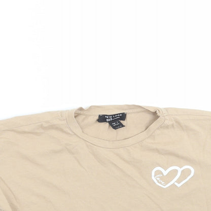 New Look Girls Beige   Cropped T-Shirt Size 9 Years  - hearts