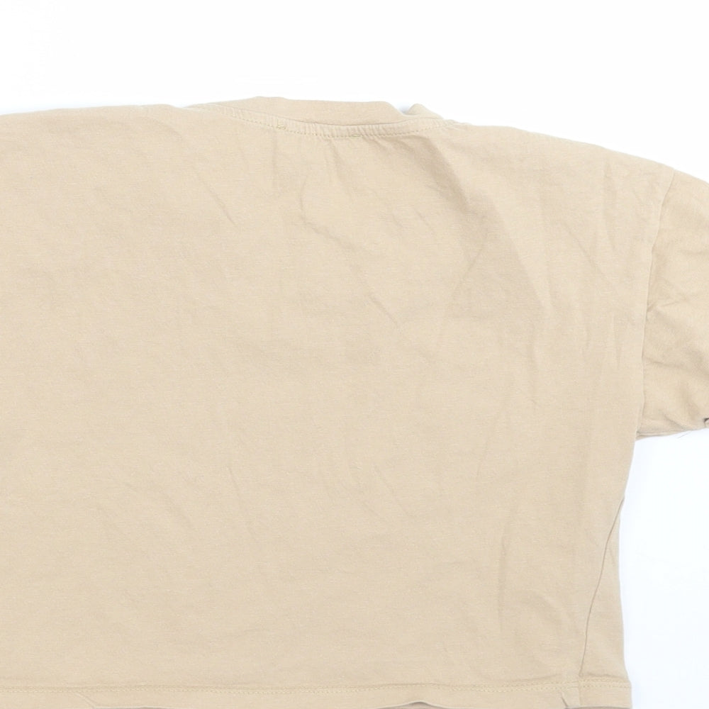 New Look Girls Beige   Cropped T-Shirt Size 9 Years  - hearts