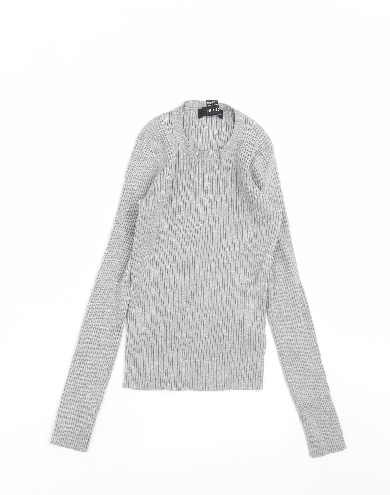 FOREVER 21 Womens Grey Striped Knit Pullover Jumper Size S