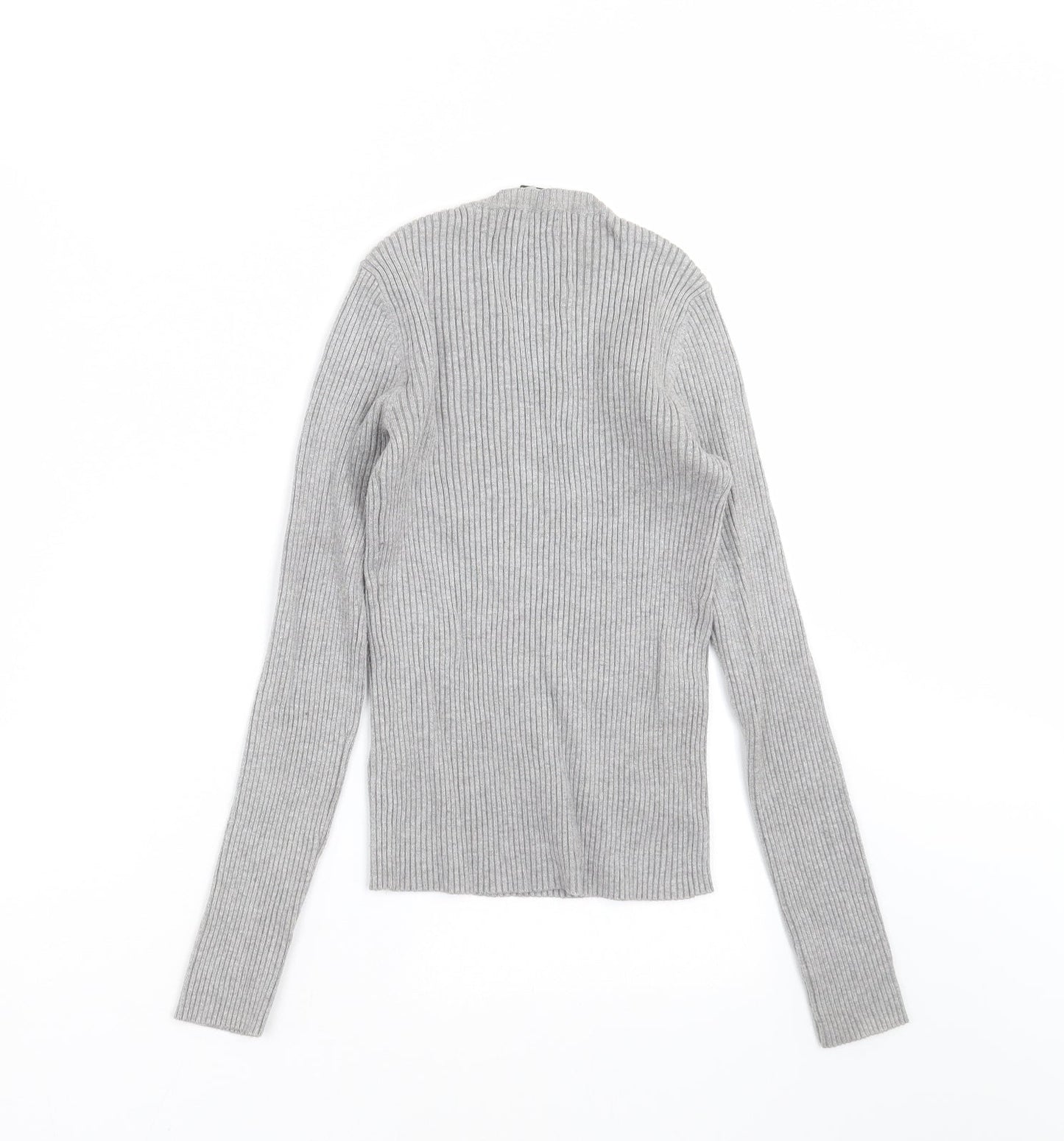 FOREVER 21 Womens Grey Striped Knit Pullover Jumper Size S